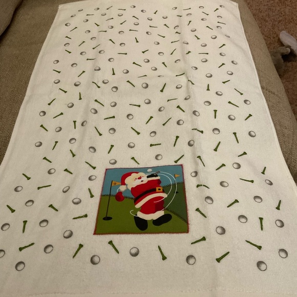 🌸3 for $18🌸 Christmas “Golfing Santa” W Golf Tees St. Nicholas Kitchen Towel - Picture 3 of 7